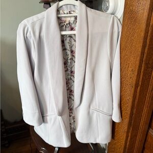 Skies Are Blue Light Grey Hannah Modal Scuba Blazer with Floral Lining
